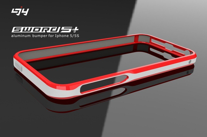 Coque LJY Sword 5+ iPhone 5 5S SE Aluminium Bumper Frame RED