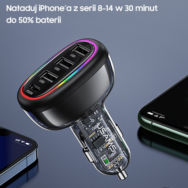 USAMS Charg. sam. 1xUSB-C 3xUSB-A C34 48W 3A+C PD Fast Charge black/black CC170CC01 (US-CC170)