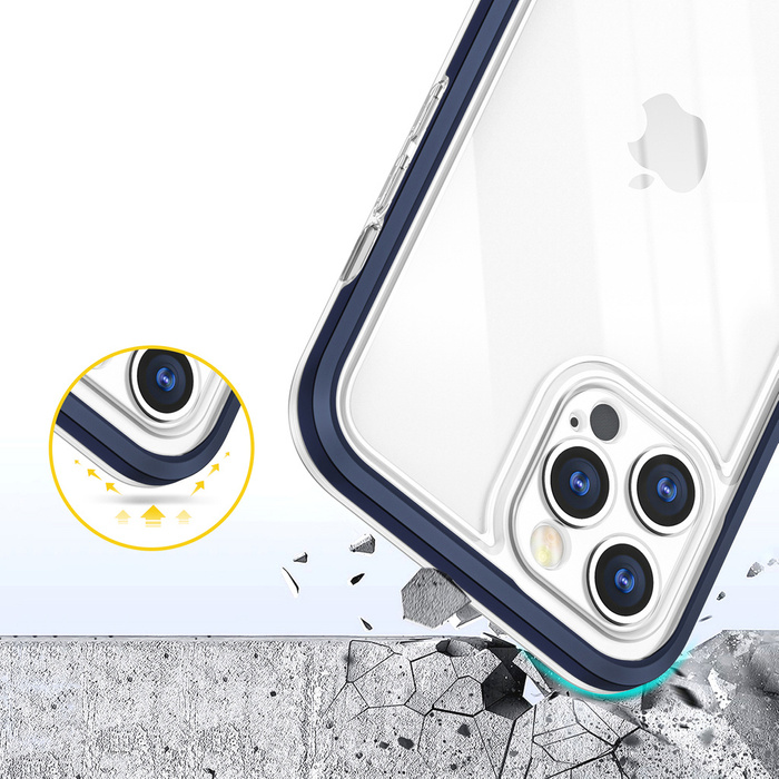 Custodia trasparente 3in1 per iPhone 12 Pro con cornice in gel blu