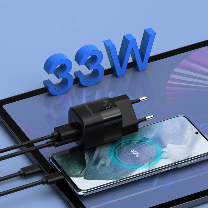 Choetech Schnelles USB-Wandladegerät USB Typ C PD QC 33W schwarz (PD5006)