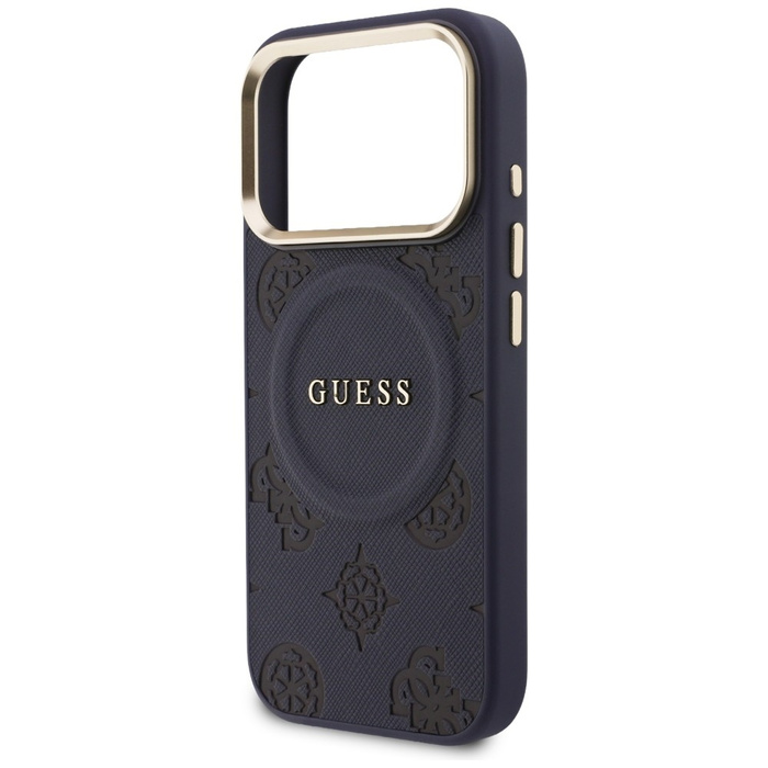 Etui Guess Peony Hot Stamp MagSafe do    iPhone 17 Pro niebieski