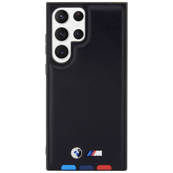 Obal BMW BMHCS23L22PTDK S23 Ultra S918 černá/černá Kožená známka Tricolor Case