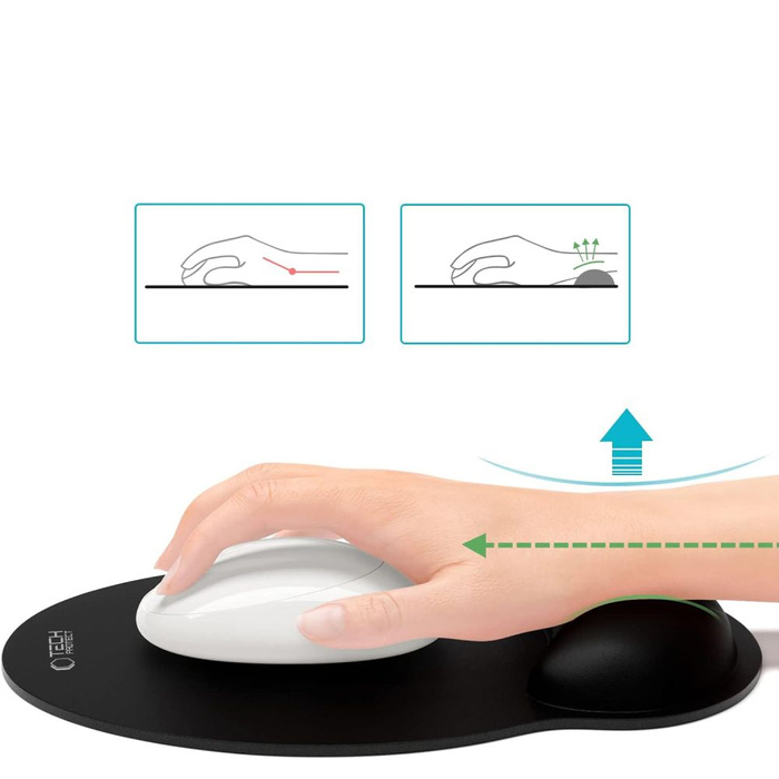 TECH-PROTECT A200 MOUSE PAD WITH GEL WRIST REST 25 x 22.5CM BLACK