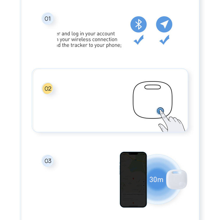 Baseus T2 Pro Smart GPS Locator für Baby-Geldbörsenschlüssel Weiß (FMTP000002)