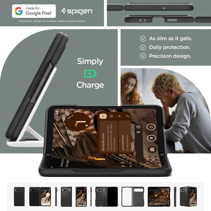 Cover Spigen Thin Fit Google Pixel pieghevole nero Case