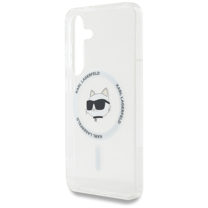 Etui Karl Lagerfeld Button Choupette      Head Printed Logo MagSafe do Samsung Galaxy S25 biały