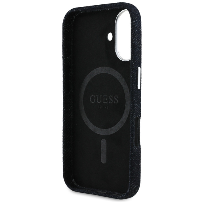 Etui Guess Denim Triangle Logo MagSafe   do iPhone 16 czarny