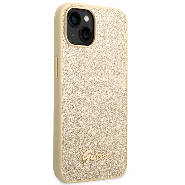 Hülle Guess iPhone 14 Plus 6,7" gold/gold hart case Glitter Schrift