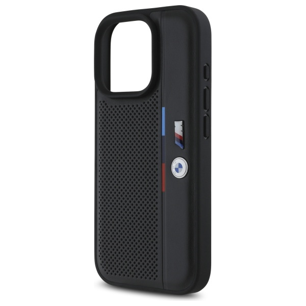 Hülle BMW iPhone 16 Pro Max 6.9" schwarz/schwarz hartcase M Perforated Tricolor Detail Line