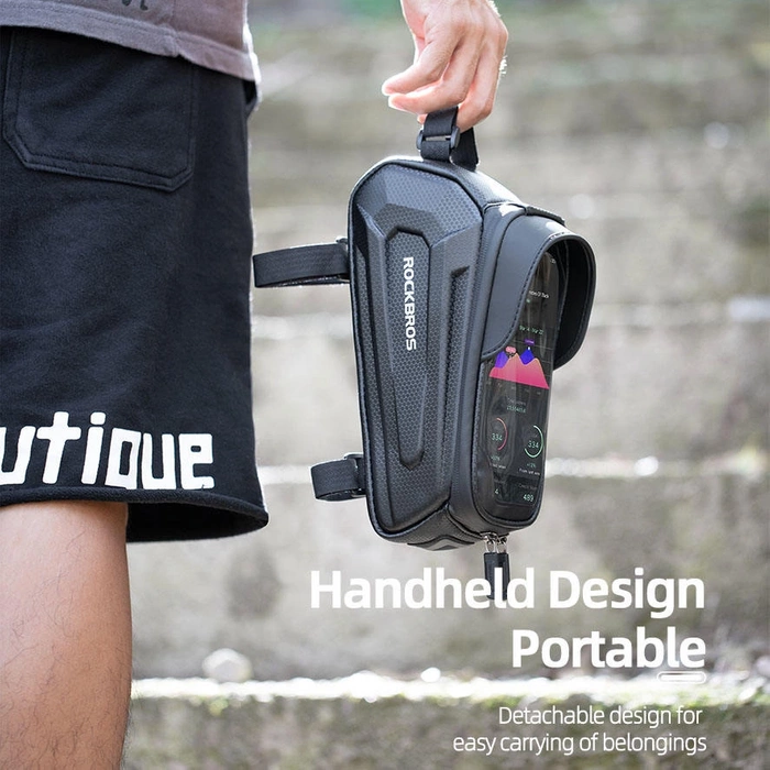 Rockbros B68 armored bicycle bag with phone cover 1.5l - black