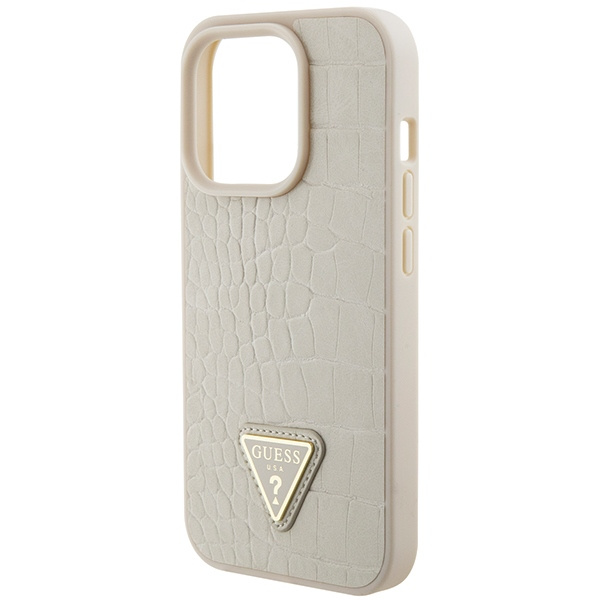Coque Guess GUHCP15XPCRTHCD iPhone 15 Pro Max 6.7" or/dorécase Croco Triangle Metal Logo Case