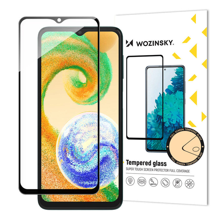Wozinsky Pegamento completo Vidrio templado Vidrio templado para Samsung Galaxy A04s 9H Protector de pantalla completa con marco negro