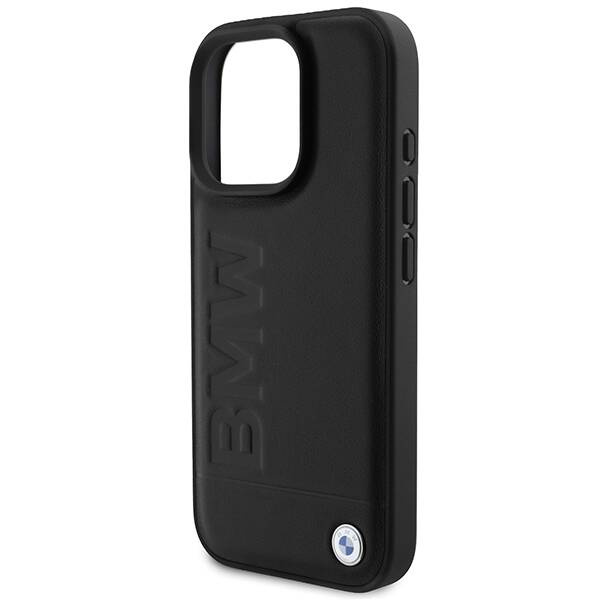 Hülle BMW iPhone 16 Pro Max 6.9" schwarz/schwarz hartcase Leder Hot Stamp