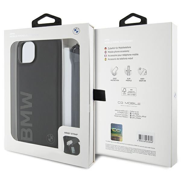 Hülle Bmw Bmhcp15s23rmrlk IPhone 15 / 14 / 13 6.1" Schwarz/schwarz Hardcase Signature Leder Wortmarke Cord Case