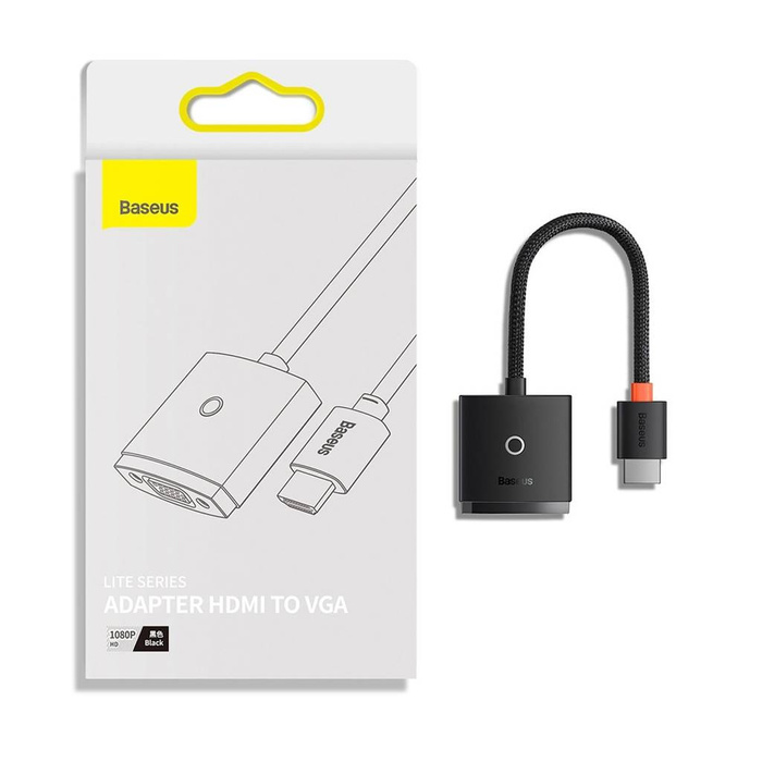 Baseus Lite Series Steckeradapter HDMI auf VGA + Miniklinke 3,5 mm / Micro-USB-Netzteil weiß (WKQX010102)