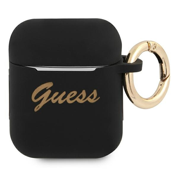 Case Guess GUA2SSSK AirPods cover black / black Silicone Vintage Script
