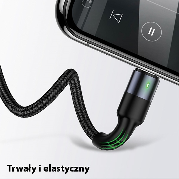 Kabel Opletený USAMS 3v1 Lightning MicroUSB USB-C 2A Fast Charge 0,35 m černý