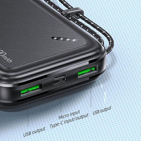 USAMS Powerbank PB60 20000mAh 22.5W 2xQC3.0+PD Fast Charge schwarz/schwarz 20KCD16801 (US-CD168)