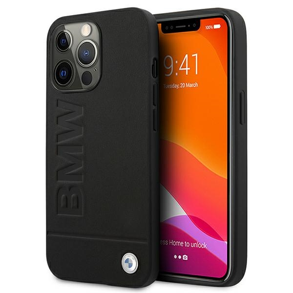 Pouzdro Apple iPhone 13 Pro Max Signature Logo Imprint Černé pevné pouzdro