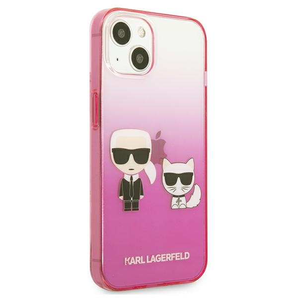 Case KARL LAGERFELD Apple iPhone 13 Mini Gradient Iconic Karl &amp; Choupette Pink Hardcase