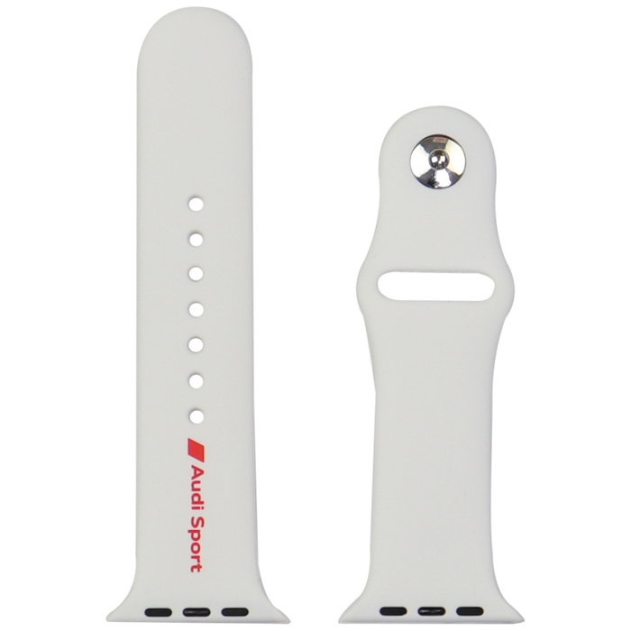 Pasek Audi Sport Red Logo Silicone Watch Strap do Apple Watch 44/45/46/49mm biały