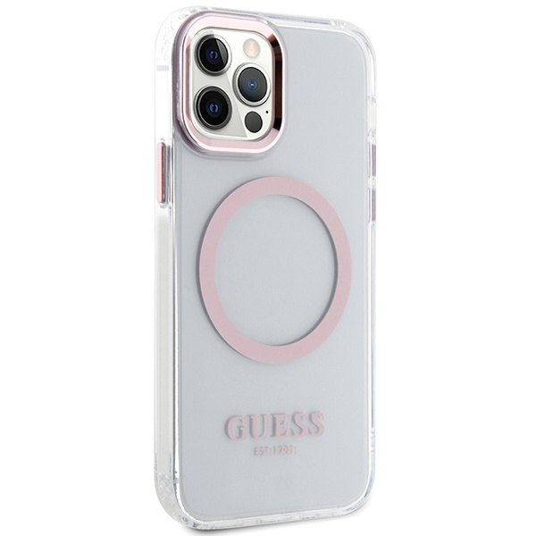 Guess GUHMP12MHTRMP iPhone 12/12 Pro 6.1" rose/rose dur case Metal Outline MagSafe