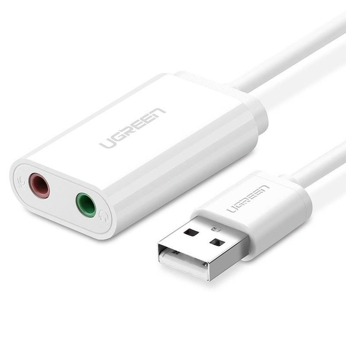Adattatore musicale per scheda audio esterna Ugreen USB - mini jack da 3,5 mm 15 cm bianco (US205 30143)
