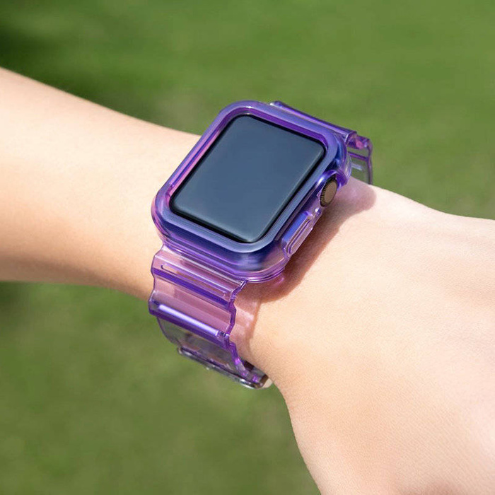 Jeu de bracelet lumineux en silicone bracelet bracelet coque pour Watch 6 44mm / Watch 5 44mm / Watch 4 44mm / Watch SE 44mm violet