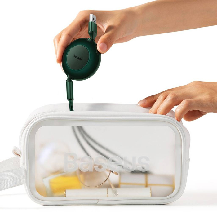 Baseus Cavo retrattile Bright Mirror 2 3in1 USB Tipo A - micro USB + Lightning + USB Tipo C 66W 1,1 m verde (CAMJ010106)