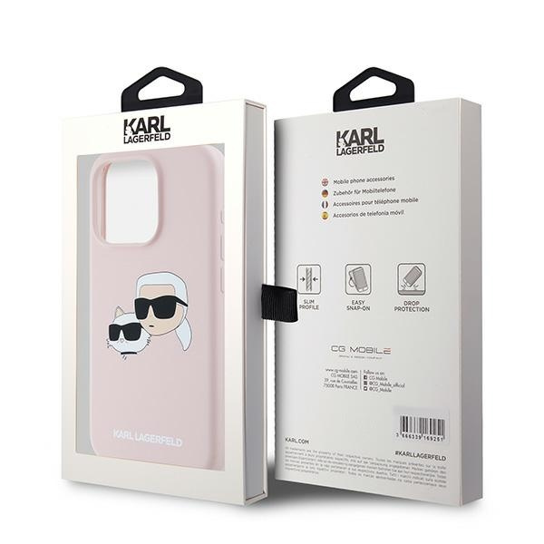 Etui Karl Lagerfeld KLHMP15LSKCHPPLP iPhone 15 Pro 6.1" różowy/pink hardcase Silicone Karl & Choupette MagSafe