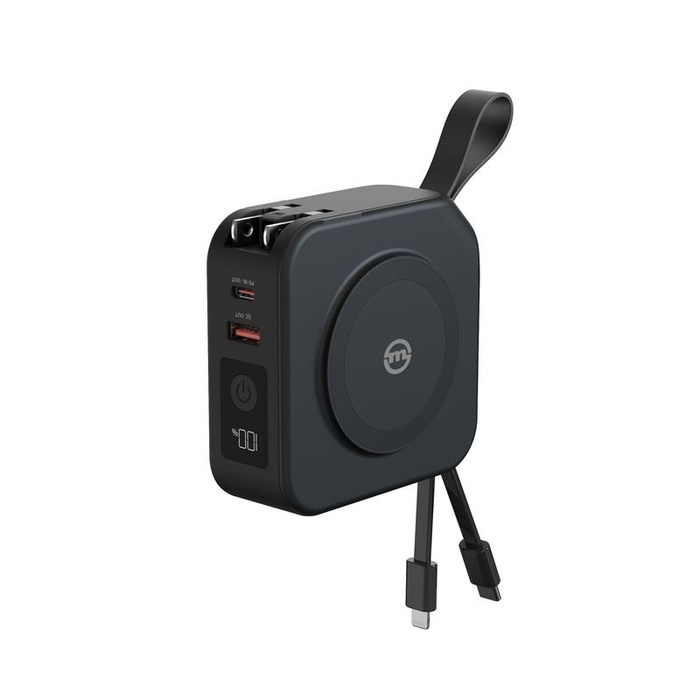 Powerbank Mobile Origin 10 000mAh and Travel Charger, Lightning and USB-C cable, black