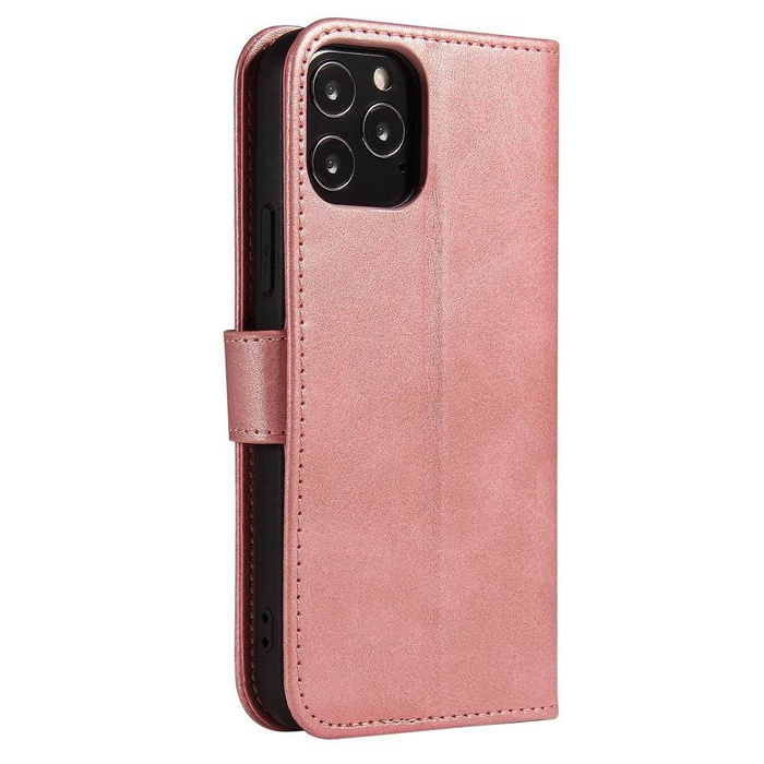 Magnet Case étui élégant coque couverture avec rabat et fonction stand iPhone 12 Pro Max rose