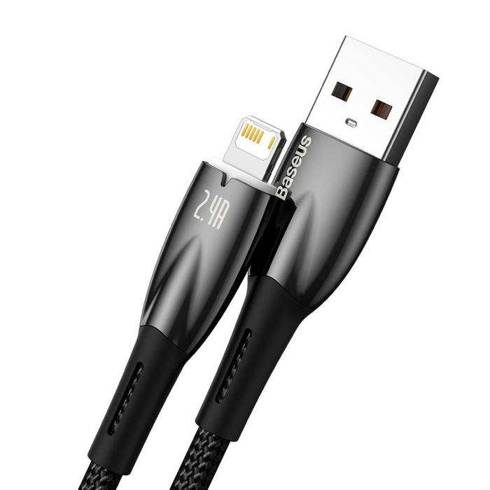 Cable Baseus Glimmer Series con carga rápida USB-C - Lightning 480Mb/s 2.4A 2m negro