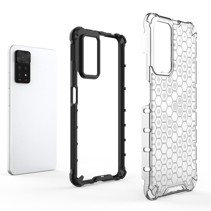 Honeycomb pouzdro pancéřový kryt s gelovým rámem Xiaomi Redmi Note 11 Pro+ / 11 Pro černý