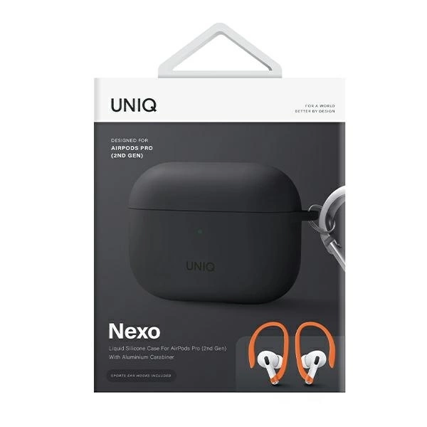 Funda Uniq Nexo AirPods Pro 2 gen + Ear Hooks Silicona gris/gris antracita