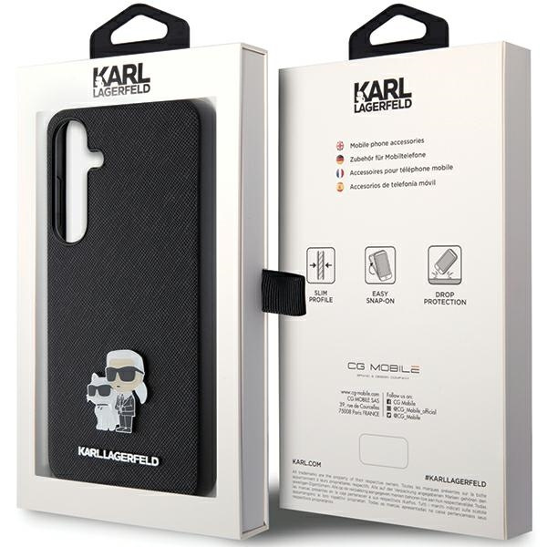 Etui Karl Lagerfeld KLHCS24SPSAKCMPK Samsung Galaxy S24 S921 hardcase czarny/black Saffiano Karl & Choupette Metal Pin Case