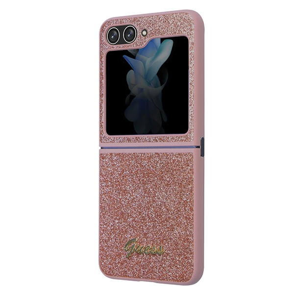 Case Guess GUHCZF5HGGSHP F731 Galaxy Z Flip5 pink/pink hardcase Glitter Script Case
