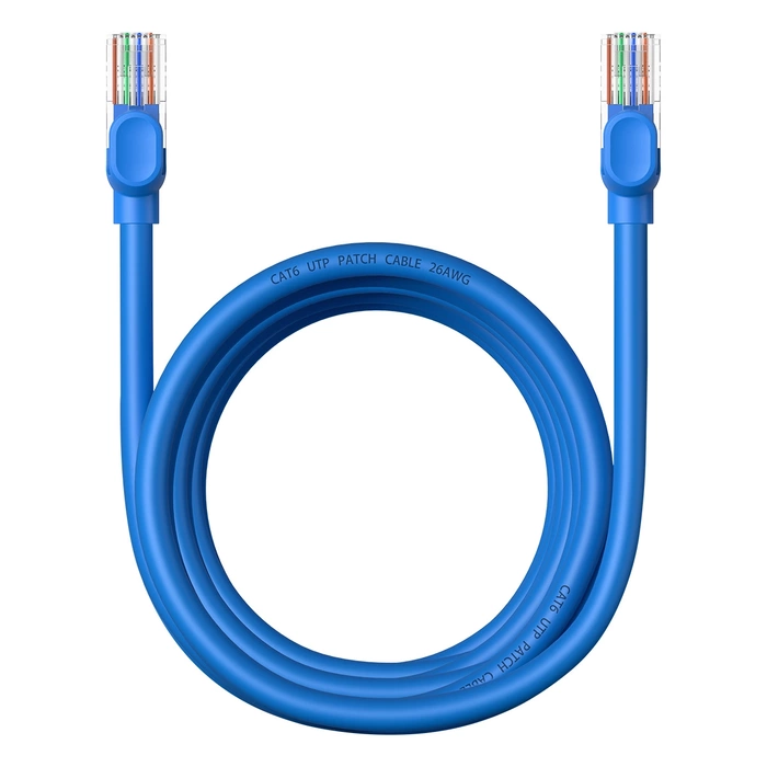 Baseus High Speed ​​​​Cat 6 RJ-45 1000Mb/s Ethernet kabel 3m kulatý - modrý