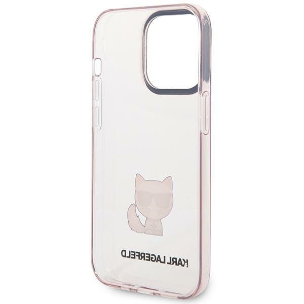 Hülle KARL LAGERFELD Apple iPhone 14 Pro Max Transparent Choupette Body Rosa Hartcase