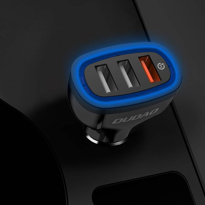Dudao nabíječka rychlé nabíjení do auta Quick Charge 3.0 QC3.0 2,4A 18W 3x USB černá (R7S černá)