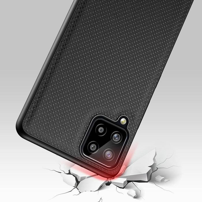 Custodia Dux Ducis Fino rivestita in materiale di nylon per Samsung Galaxy A22 4G nera