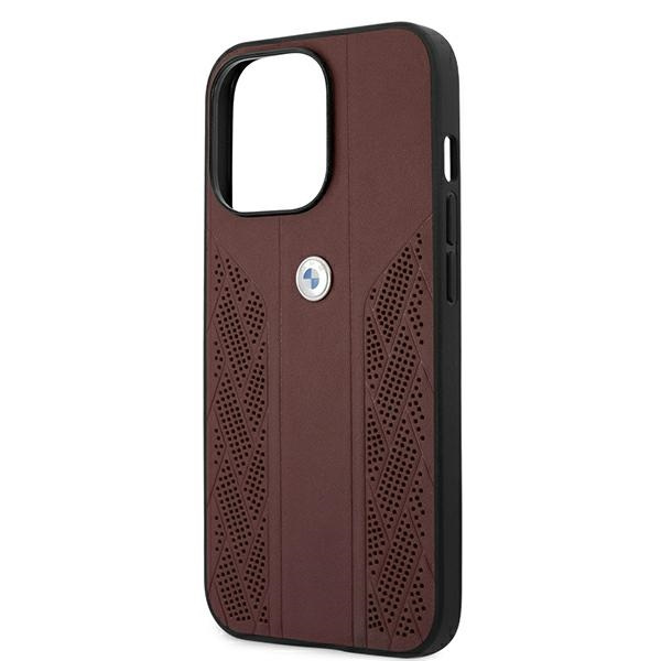 Cover BMW Apple iPhone 13 Pro Leather Curve Perforate Red Hardcase