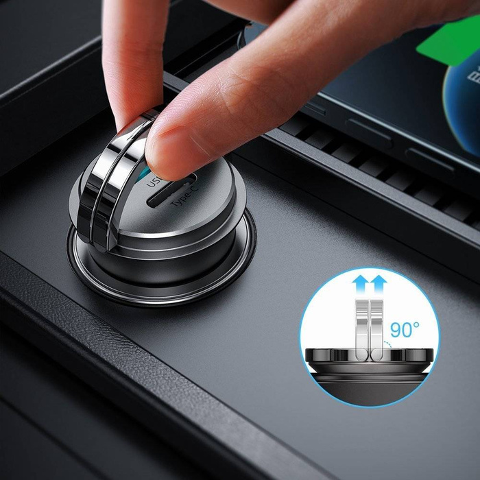 Joyroom Schnelles USB Typ C / USB Autoladegerät 45 W 5 A Power Delivery Quick Charge 3.0 AFC SCP Grau (C-A35)