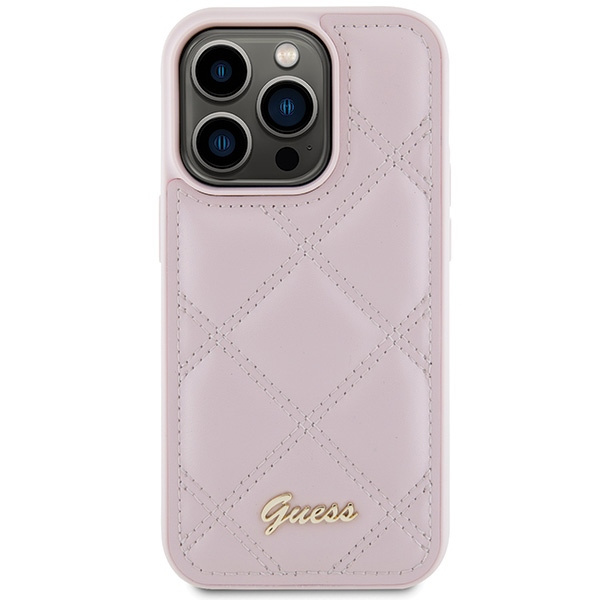 Etui Guess GUHCP15XPSQSQSP iPhone 15 Pro Max 6.7" różowy/pink hardcase Quilted Metal Logo Case