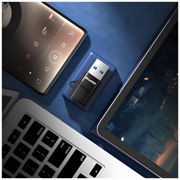 AWEI Adapter CL-13 USB-C / USB-A fekete / fekete