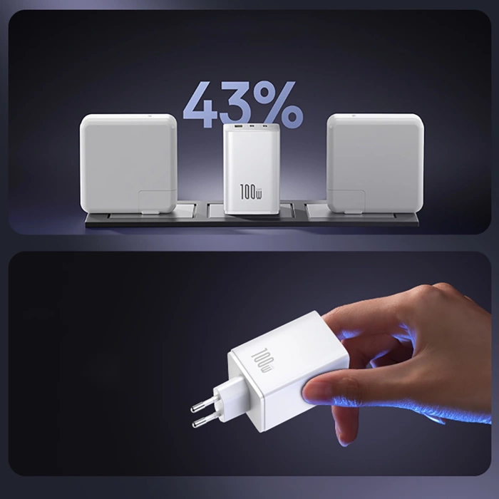Baseus EnerFill FE11 2 x USB-C / USB-A 100W Wandladegerät - Weiß