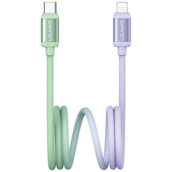 Kabel USAMS Bicolor Series SJ757 PD 30W  USB-C/Lightning 1.2m zielono fioletowy