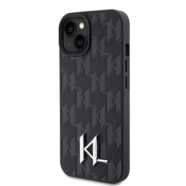 Etui Karl Lagerfeld KLHCP15SPKLPKLK iPhone 15 6.1" czarny/black hardcase Leather Monogram Hot Stamp Metal Logo Case