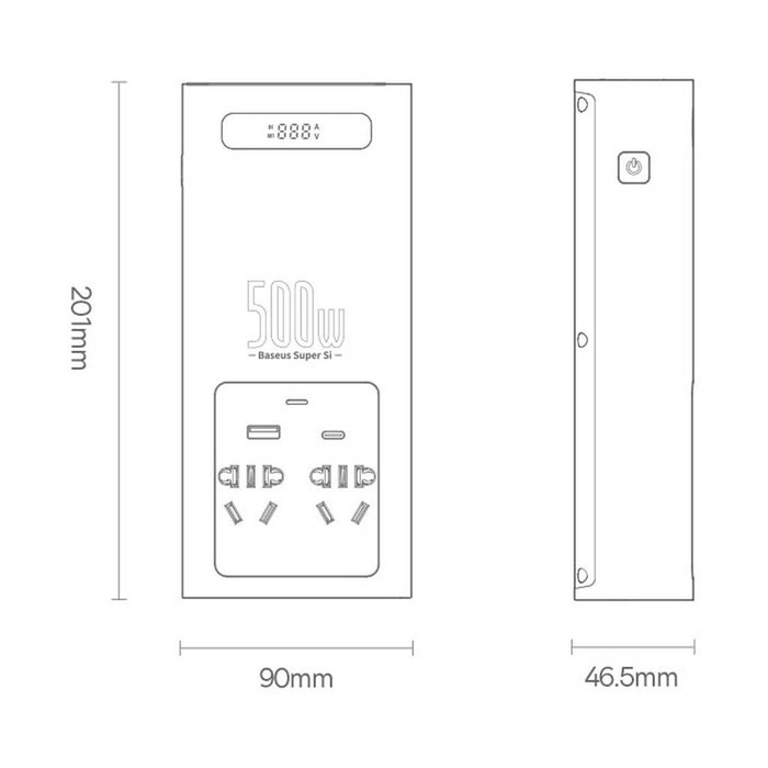 Inversor de corriente para coche Baseus 150W 12V / 500W 220V (enchufe EU y CN) negro (CGNB000101)
