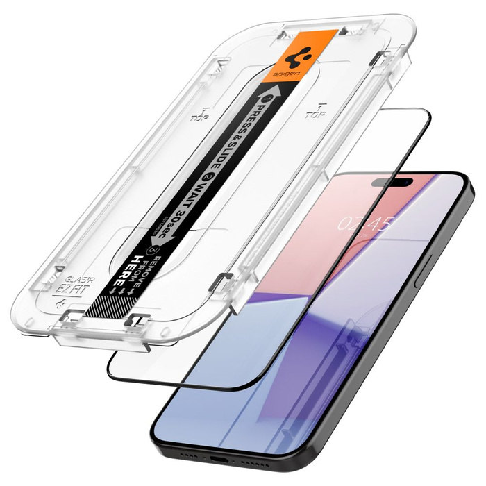 Tempered Glass Spigen Glas.tr "ez Fit" Fc iPhone 15 Pro Max Schwarz